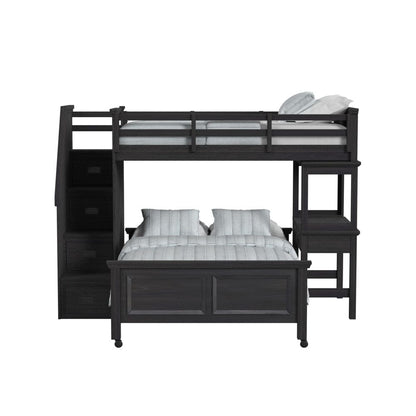Picket House Furnishings - Brooklyn Kids Twin Over Full Loft with Staircase and Desk with Speaker in Charcoal - Y-15760-8-L4 veiw 2
