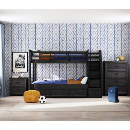 Picket House Furnishings - Brooklyn Kids Twin Over Twin Bunk with Staircase and Trundle 3PC Bedroom Set in Charcoal - Y-15760-8-B3-3PC veiw 1