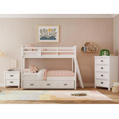 Picket House Furnishings - Brooklyn Kids Twin Over Twin Bunk with Ladder and Trundle 3PC Bedroom Set in White - Y-15760-7-B2-3PC veiw 1