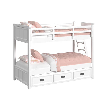 Picket House Furnishings - Brooklyn Kids Twin Over Twin Bunk with Ladder and Trundle 3PC Bedroom Set in White - Y-15760-7-B2-3PC veiw 4