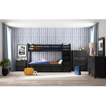 Picket House Furnishings - Brooklyn Kids Twin Over Twin Bunk with Staircase and Trundle 5PC Bedroom Set in Charcoal - Y-15760-8-B3-5PC veiw 1