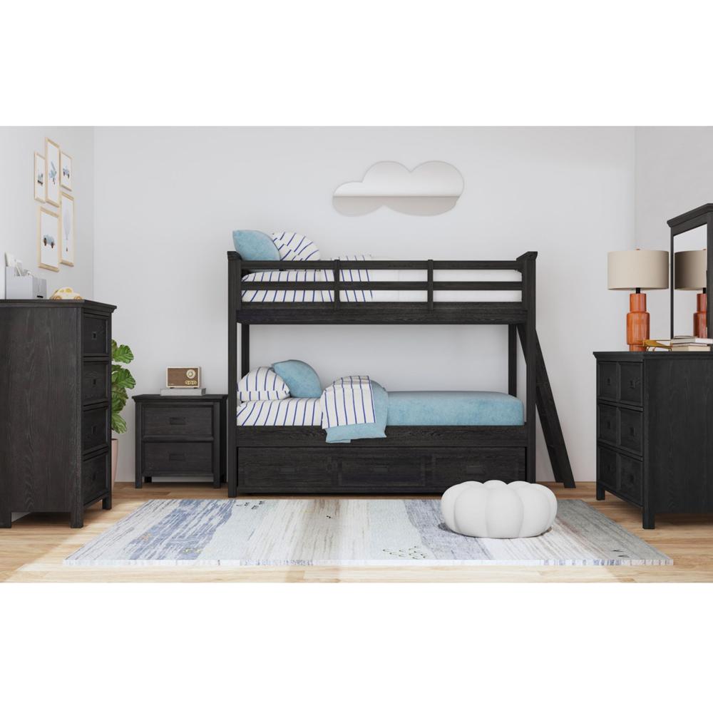 Picket House Furnishings - Brooklyn Kids Twin Over Twin Bunk with Ladder and Trundle 5PC Bedroom Set in Charcoal - Y-15760-8-B2-5PC veiw 1
