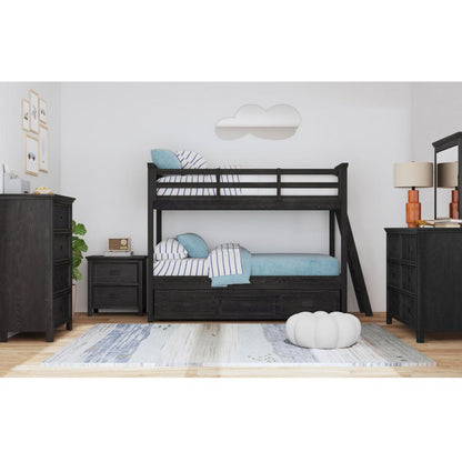 Picket House Furnishings - Brooklyn Kids Twin Over Twin Bunk with Ladder and Trundle 5PC Bedroom Set in Charcoal - Y-15760-8-B2-5PC veiw 1