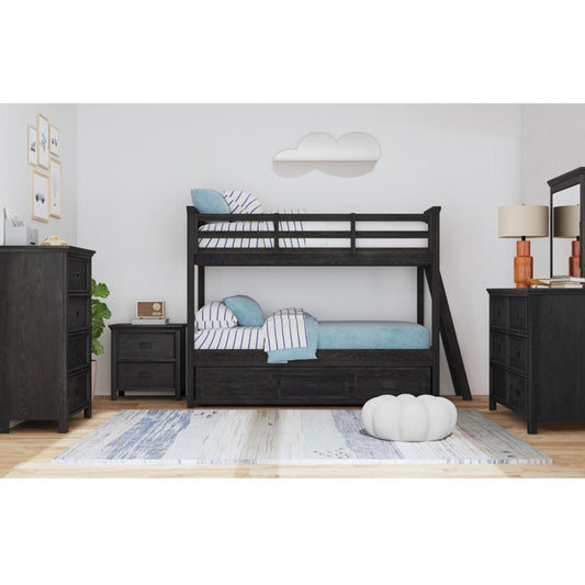 Picket House Furnishings - Brooklyn Kids Twin Over Twin Bunk with Ladder and Trundle 5PC Bedroom Set in Charcoal - Y-15760-8-B2-5PC veiw 1