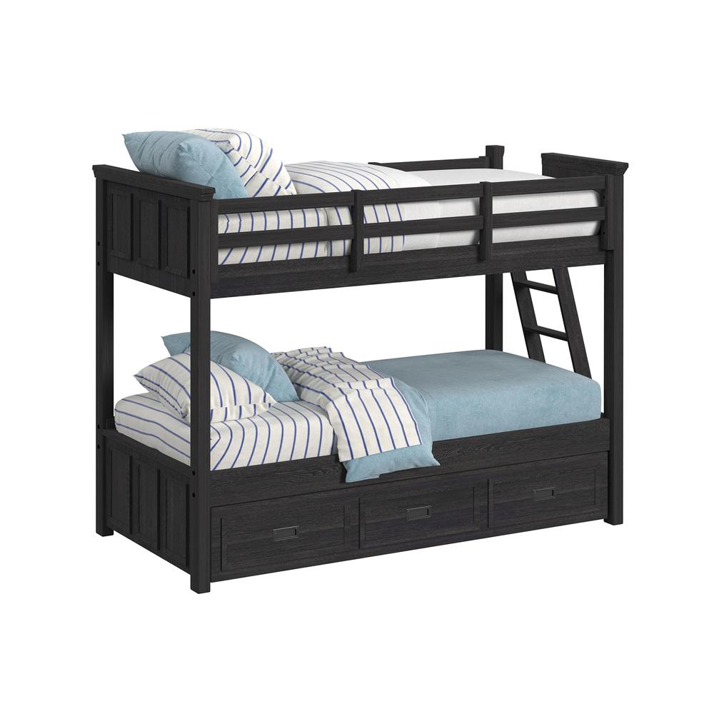 Picket House Furnishings - Brooklyn Kids Twin Over Twin Bunk with Ladder and Trundle 5PC Bedroom Set in Charcoal - Y-15760-8-B2-5PC veiw 4