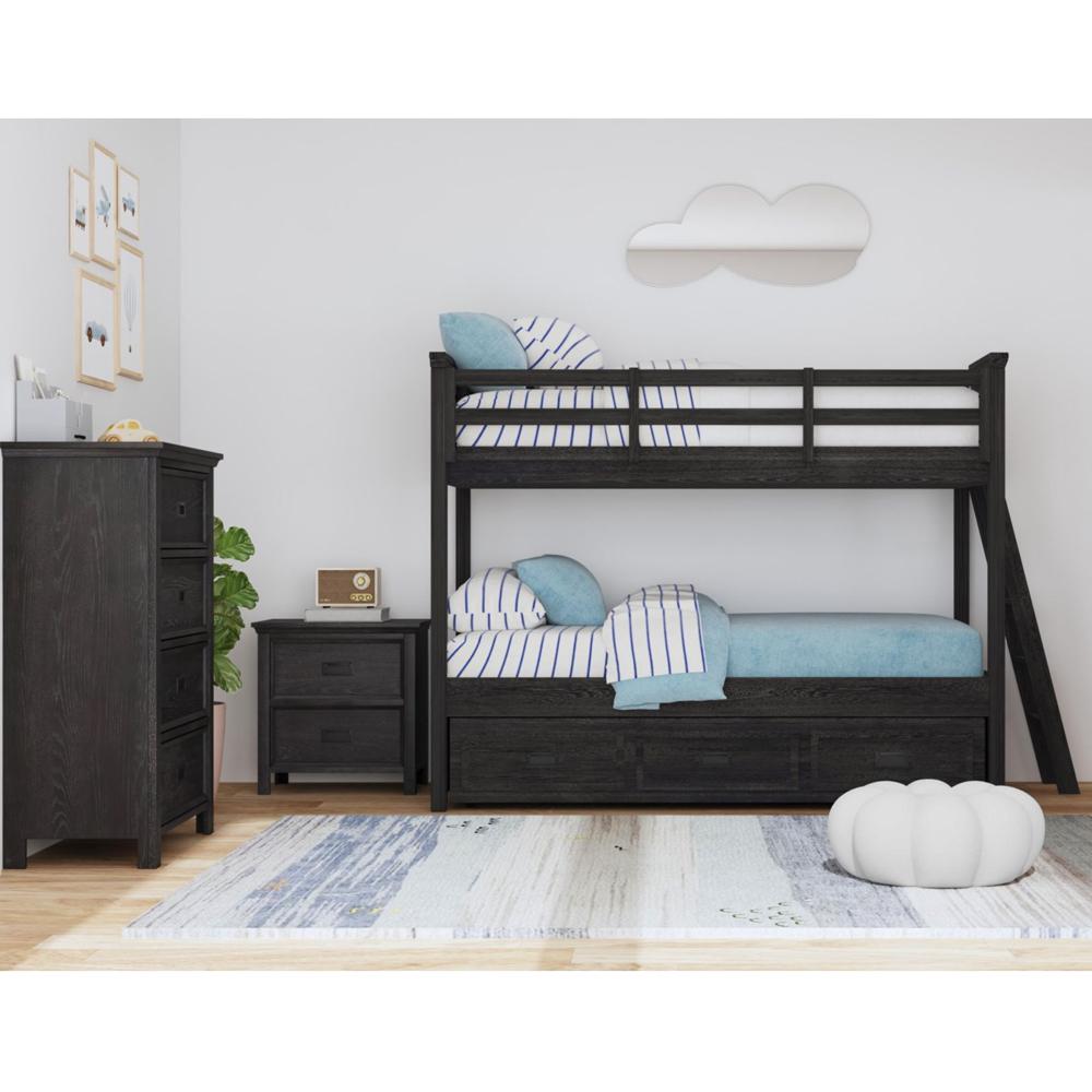 Picket House Furnishings - Brooklyn Kids Twin Over Twin Bunk with Ladder and Trundle 3PC Bedroom Set in Charcoal - Y-15760-8-B2-3PC veiw 1