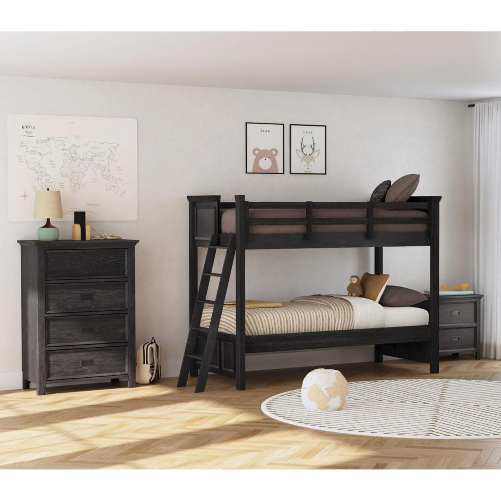 Picket House Furnishings - Brooklyn Kids Twin Over Twin Bunk with Ladder 3PC Bedroom Set in Charcoal - Y-15760-8-B1-3PC veiw 1