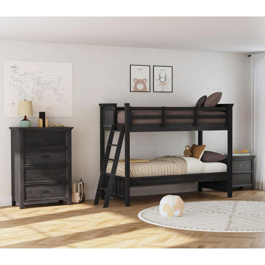Picket House Furnishings - Brooklyn Kids Twin Over Twin Bunk with Ladder 3PC Bedroom Set in Charcoal - Y-15760-8-B1-3PC veiw 1