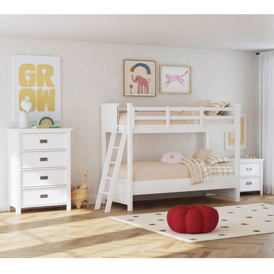Picket House Furnishings - Brooklyn Kids Twin Over Twin Bunk with Ladder 3PC Bedroom Set in White - Y-15760-7-B1-3PC veiw 1