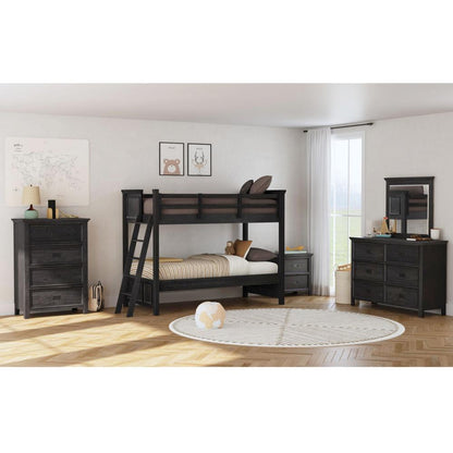 Picket House Furnishings - Brooklyn Kids Twin Over Twin Bunk with Ladder 5PC Bedroom Set in Charcoal - Y-15760-8-B1-5PC veiw 1