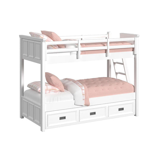 Picket House Furnishings - Brooklyn Kids Twin Over Twin Bunk with Ladder and Trundle in White - Y-15760-7-B2 veiw 1