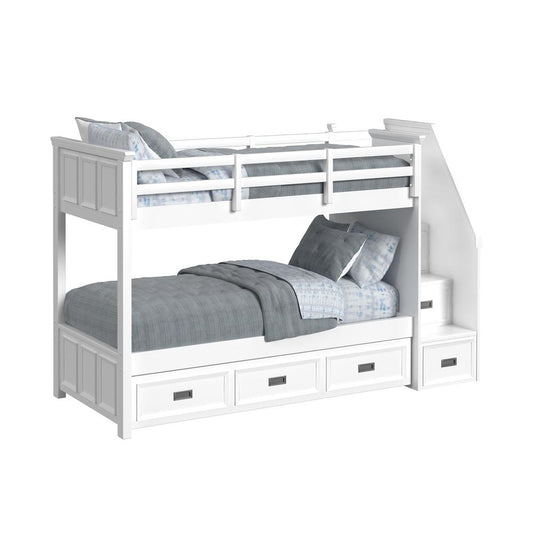 Picket House Furnishings - Brooklyn Kids Twin Over Twin Bunk with Staircase and Trundle in White - Y-15760-7-B3 veiw 1