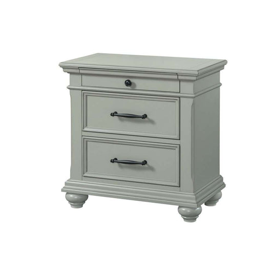 Picket House Furnishings - Brooks 3-Drawer Nightstand with USB Ports in Grey - SR300NS veiw 1
