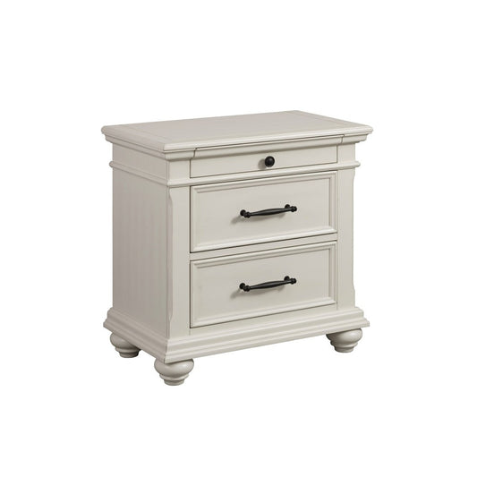 Picket House Furnishings - Brooks 3-Drawer Nightstand with USB Ports in White - SR600NS veiw 1