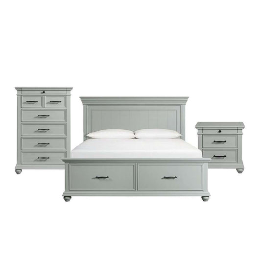 Picket House Furnishings - Brooks King Platform Storage 3PC Bedroom Set in Grey - SR350KB3PC veiw 1