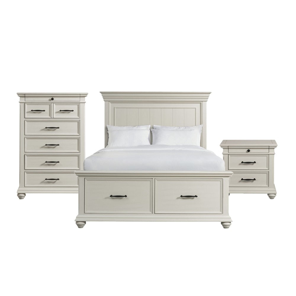 Picket House Furnishings - Brooks King Platform Storage 3PC Bedroom Set in White - SR650KB3PC veiw 1