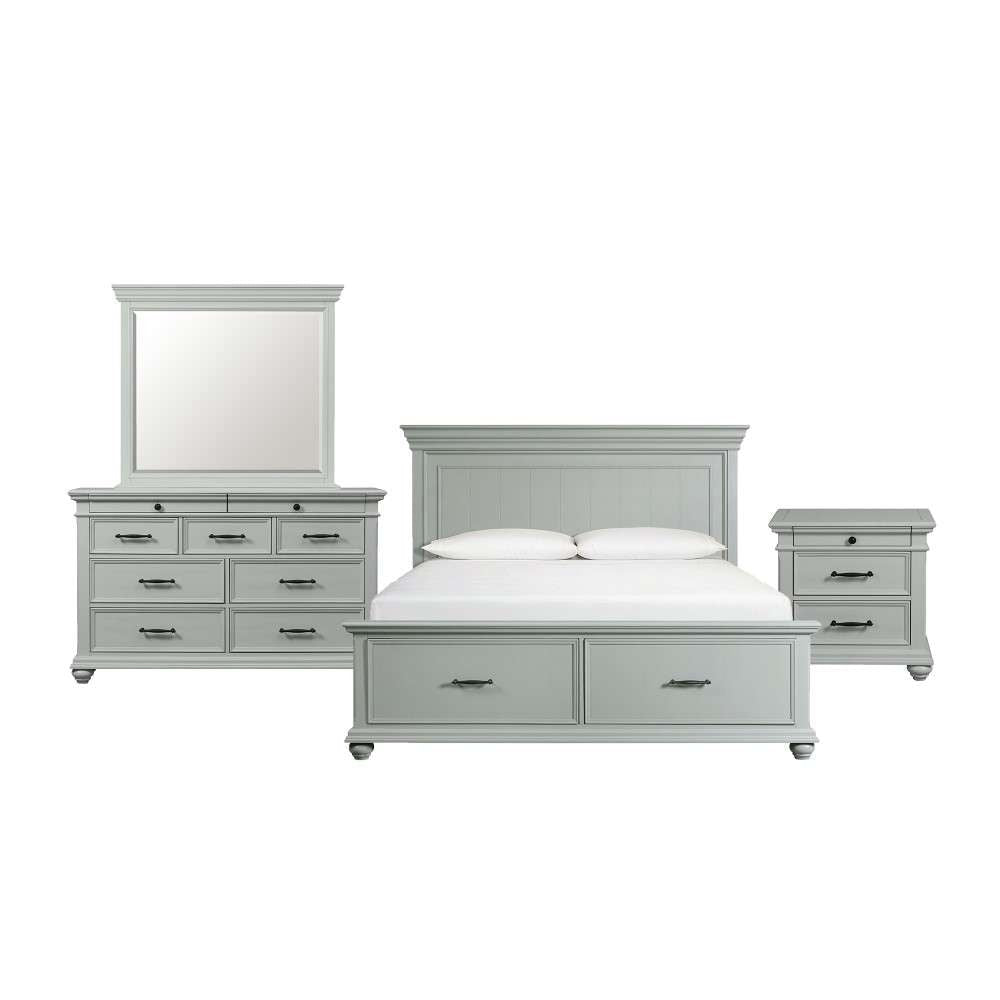 Picket House Furnishings - Brooks King Platform Storage 4PC Bedroom Set in Grey - SR350KB4PC veiw 1