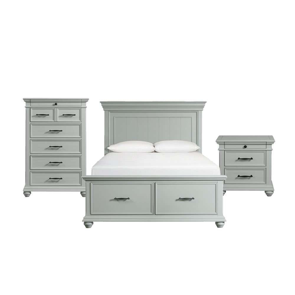 Picket House Furnishings - Brooks Queen Platform Storage 3PC Bedroom Set in Grey - SR350QB3PC veiw 1