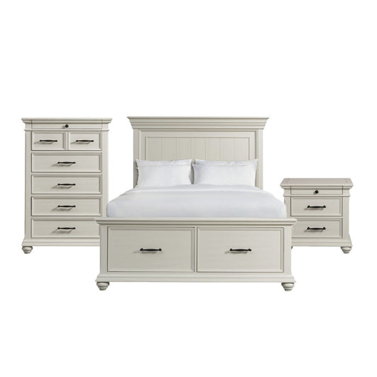 Picket House Furnishings - Brooks Queen Platform Storage 3PC Bedroom Set in White - SR650QB3PC veiw 1