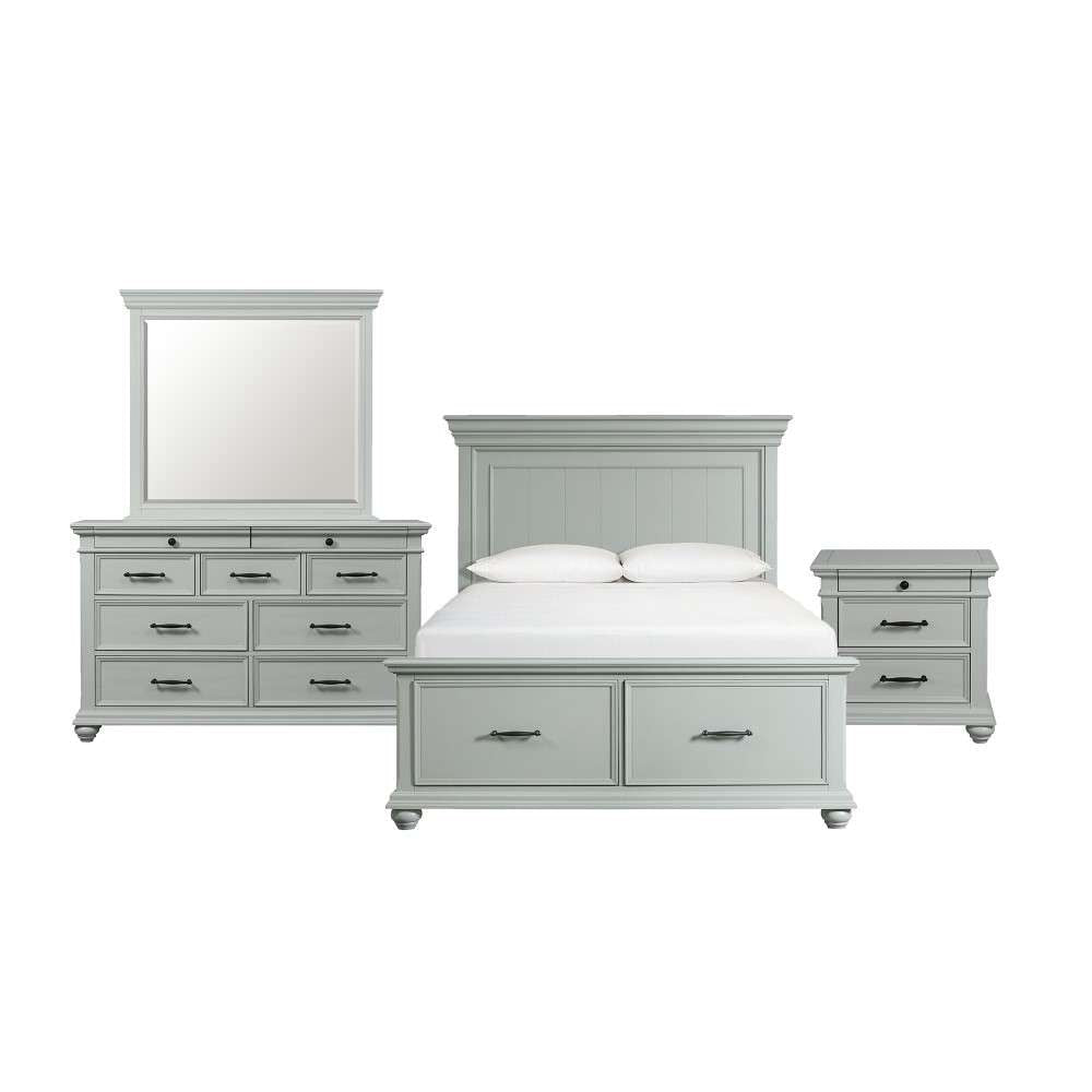Picket House Furnishings - Brooks Queen Platform Storage 4PC Bedroom Set in Grey - SR350QB4PC veiw 1