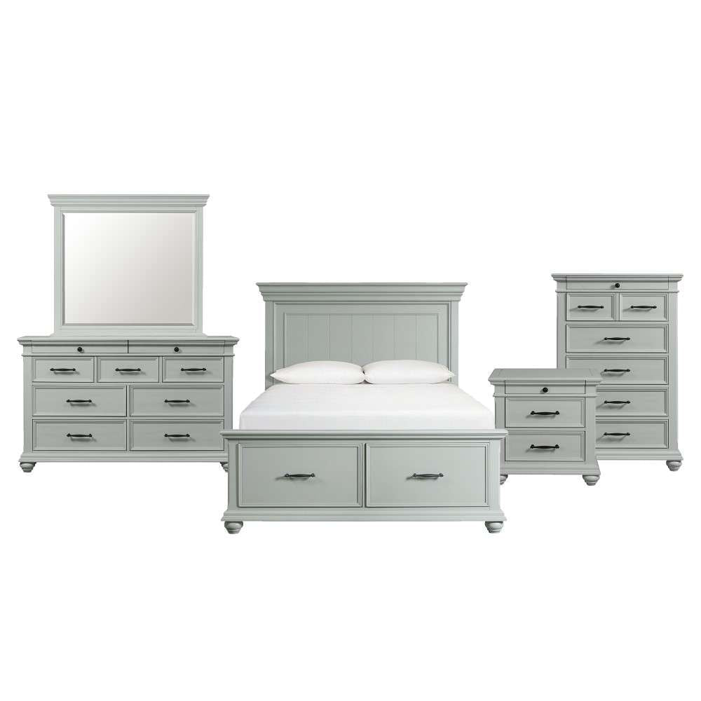 Picket House Furnishings - Brooks Queen Platform Storage 5PC Bedroom Set in Grey - SR350QB5PC veiw 1