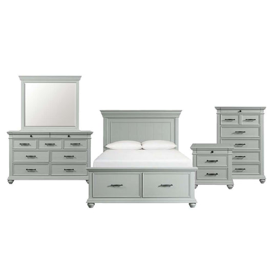 Picket House Furnishings - Brooks Queen Platform Storage 5PC Bedroom Set in Grey - SR350QB5PC veiw 1