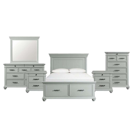 Picket House Furnishings - Brooks Queen Platform Storage 6PC Bedroom Set in Grey - SR350QB6PC veiw 1