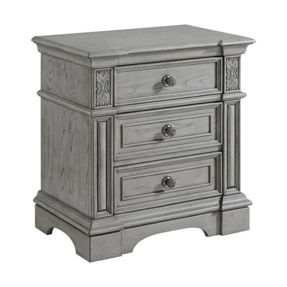 Picket House Furnishings - Brookstone 3-Drawer Nightstand with USB in Aged Grey - B-14210-3-NS veiw 1