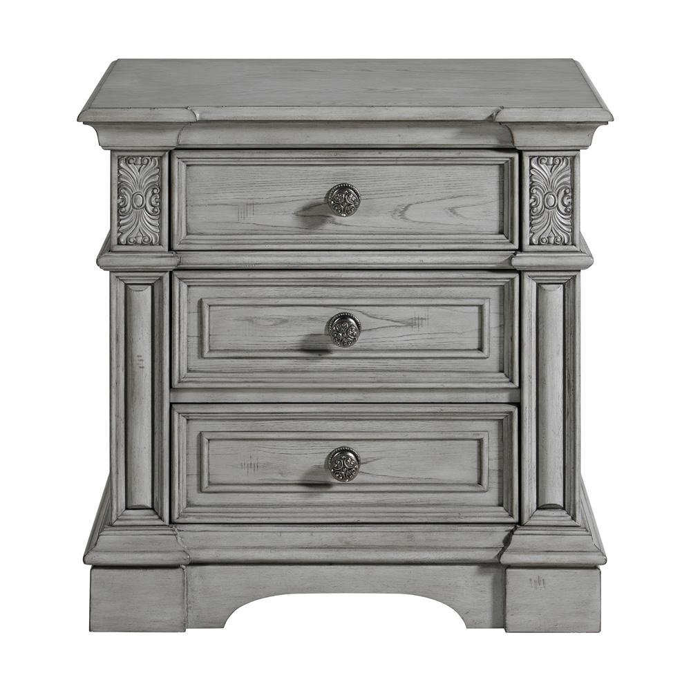 Picket House Furnishings - Brookstone 3-Drawer Nightstand with USB in Aged Grey - B-14210-3-NS veiw 2