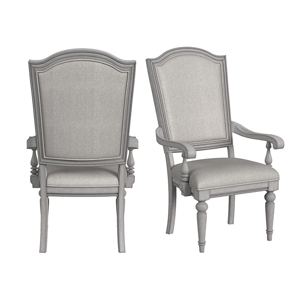 Picket House Furnishings - Brookstone Dining Arm Chair with Light Brown Fabric in Aged Grey (2 Per Carton) - D-14210-3-AC veiw 1