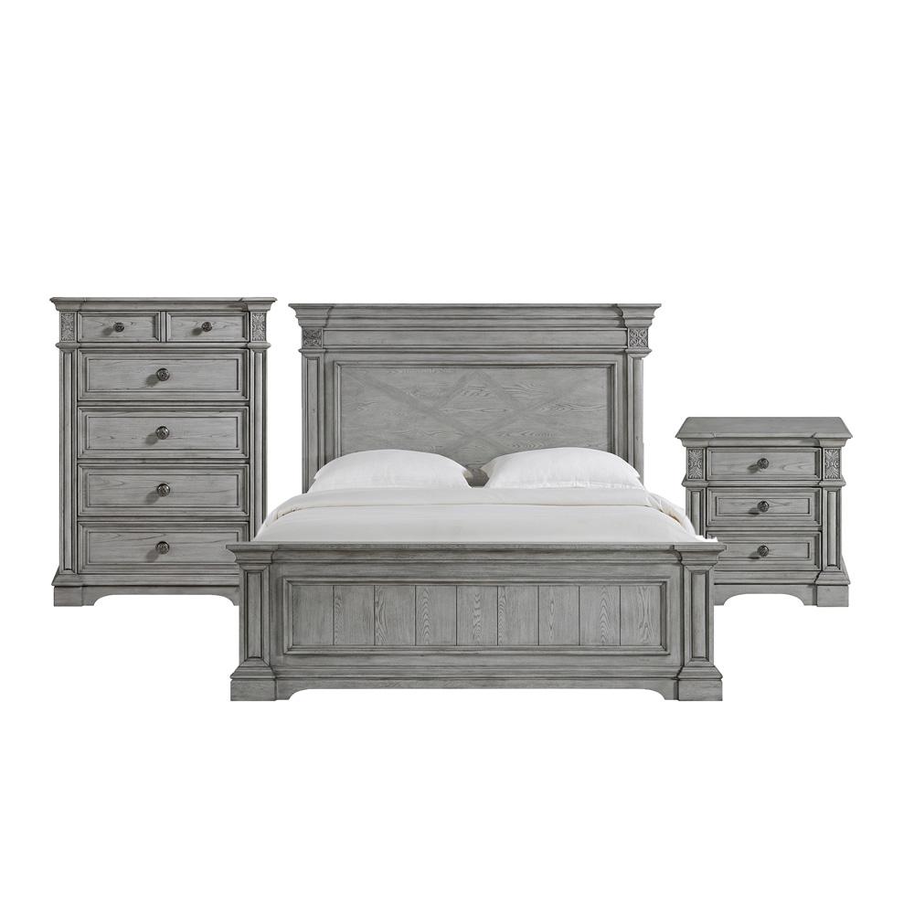 Picket House Furnishings - Brookstone King Panel 3PC Bedroom Set in Aged Grey - B-14210-3-KB-3PC veiw 1
