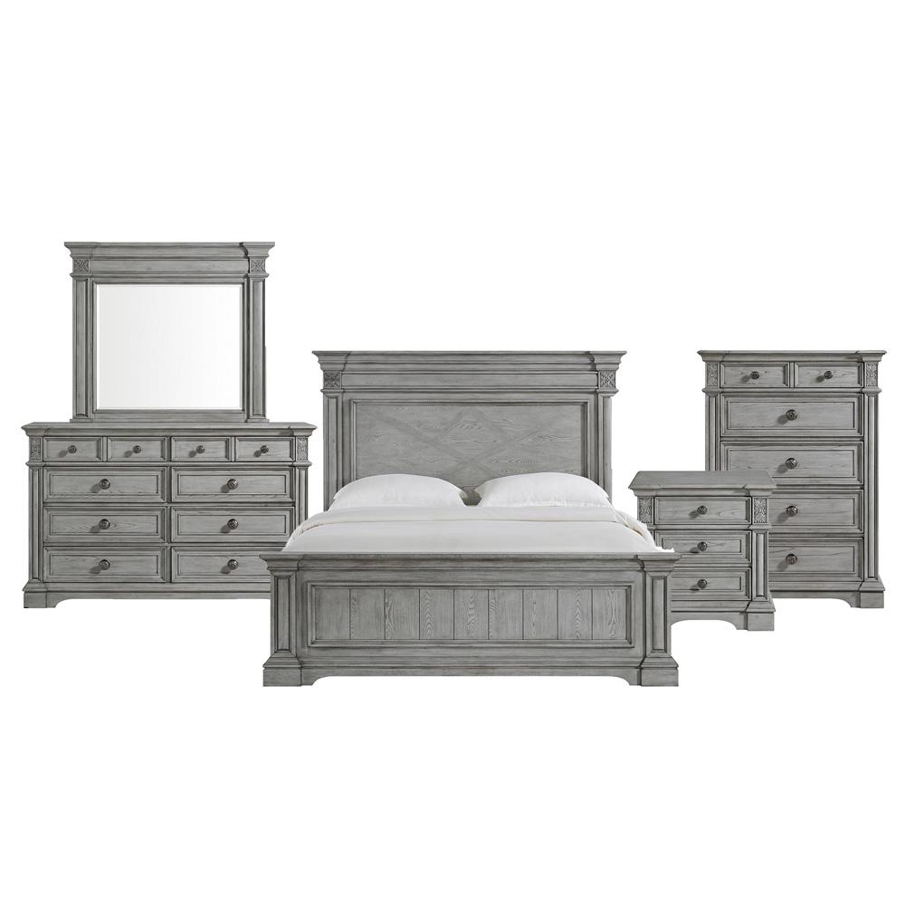 Picket House Furnishings - Brookstone King Panel 5PC Bedroom Set in Aged Grey - B-14210-3-KB-5PC veiw 1