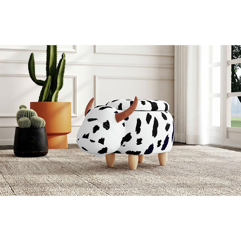 Picket House Furnishings - Buttercup Cow Storage Stool in White and Black - Y-13860-7-ST veiw 1