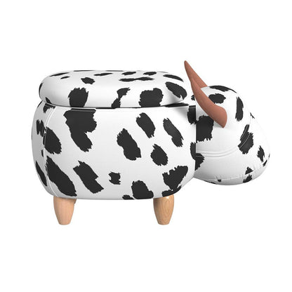 Picket House Furnishings - Buttercup Cow Storage Stool in White and Black - Y-13860-7-ST veiw 2
