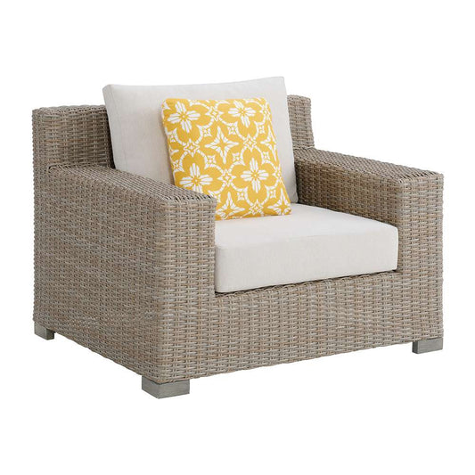 Picket House Furnishings - Camal Chair - Tan and Olefin White Cream with 1 Yellow Pillow - O-10880-10310-100 veiw 1