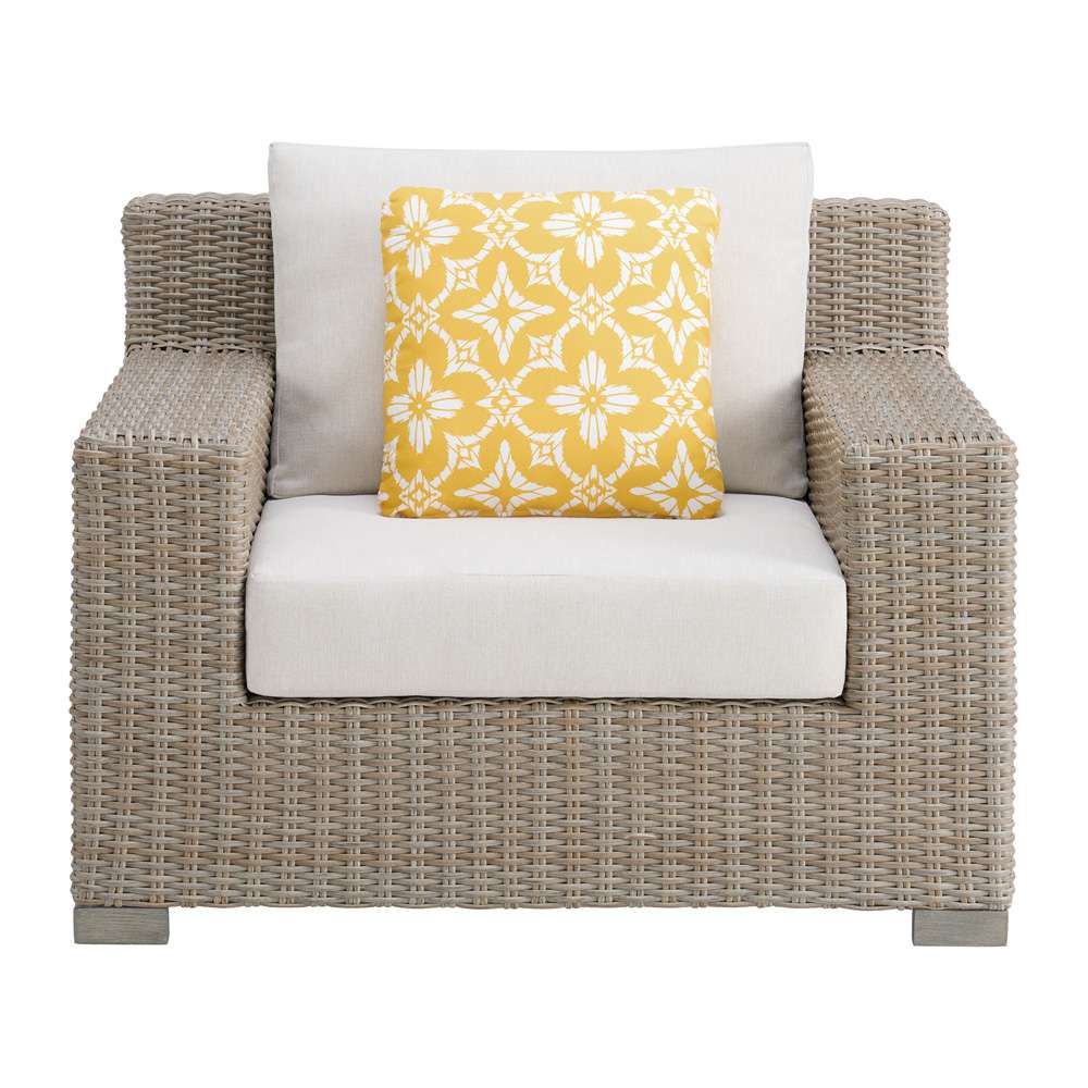 Picket House Furnishings - Camal Chair - Tan and Olefin White Cream with 1 Yellow Pillow - O-10880-10310-100 veiw 2