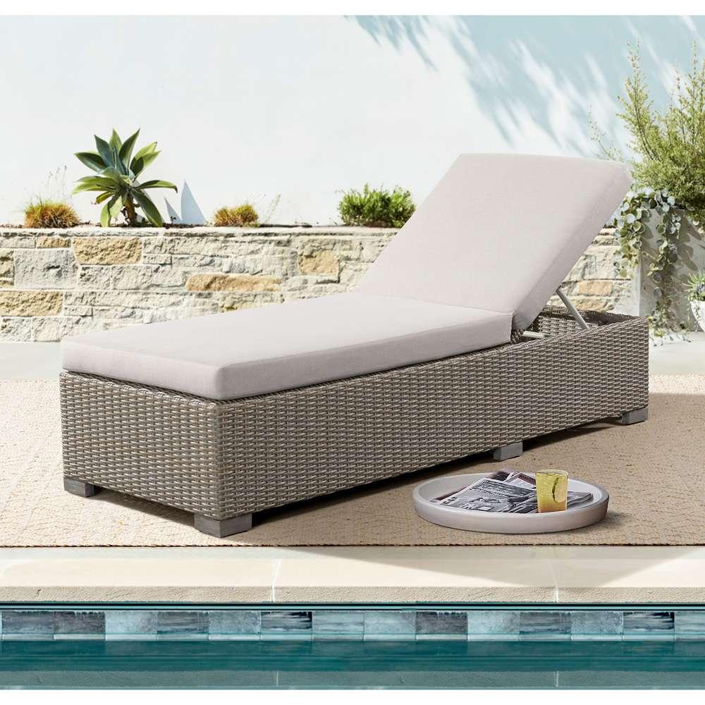 Picket House Furnishings - Camal Chaise Lounge - Tan and Olefin White Cream - O-10880-10310-110 veiw 2