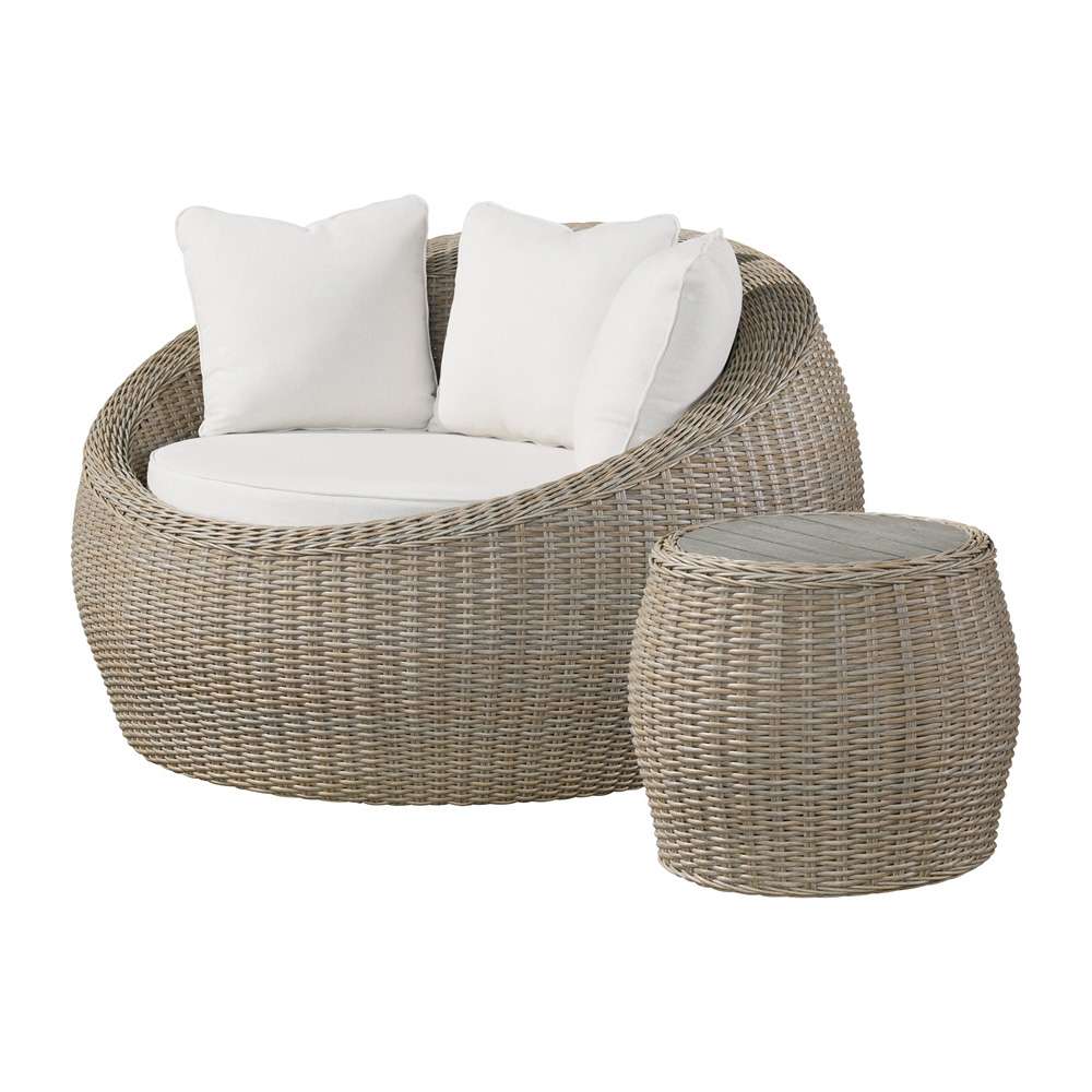Picket House Furnishings - Camal Cuddler Chair and End Table - Tan and Olefin White Cream - O-10880-10310-109 veiw 1