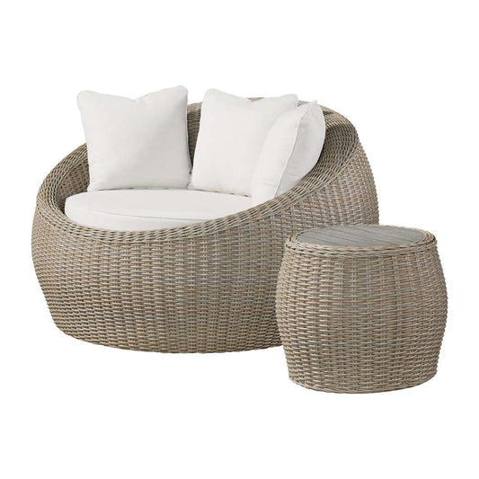 Picket House Furnishings - Camal Cuddler Chair and End Table - Tan and Olefin White Cream - O-10880-10310-109 veiw 1