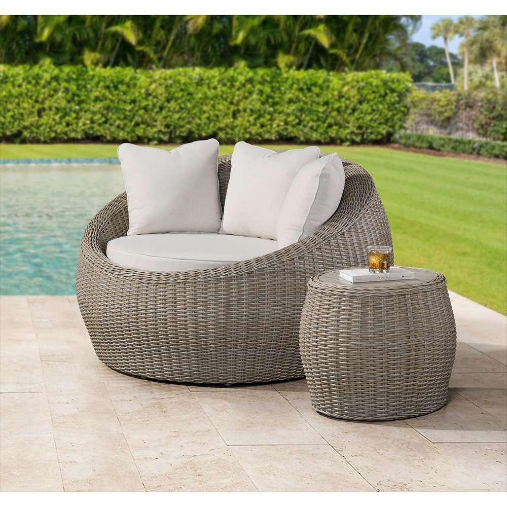 Picket House Furnishings - Camal Cuddler Chair and End Table - Tan and Olefin White Cream - O-10880-10310-109 veiw 2