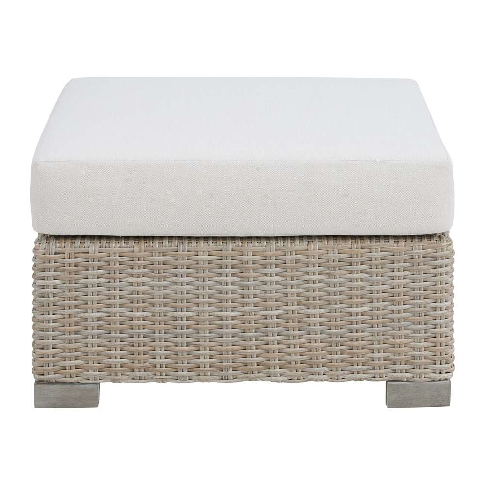 Picket House Furnishings - Camal Ottoman - Tan and Olefin White Cream - O-10880-10310-000 veiw 2
