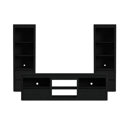 Picket House Furnishings - Camelot 3PC Entertainment Unit With 82" TV Console in Black - LA-16860-8-TV3-3PC view 1