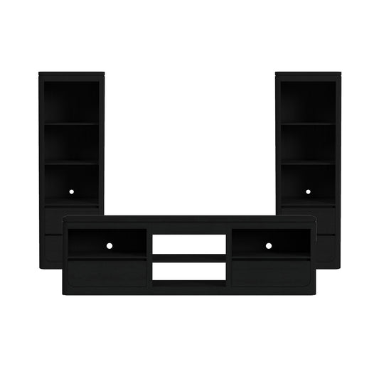 Picket House Furnishings - Camelot 3PC Entertainment Unit With 82" TV Console in Black - LA-16860-8-TV3-3PC view 1