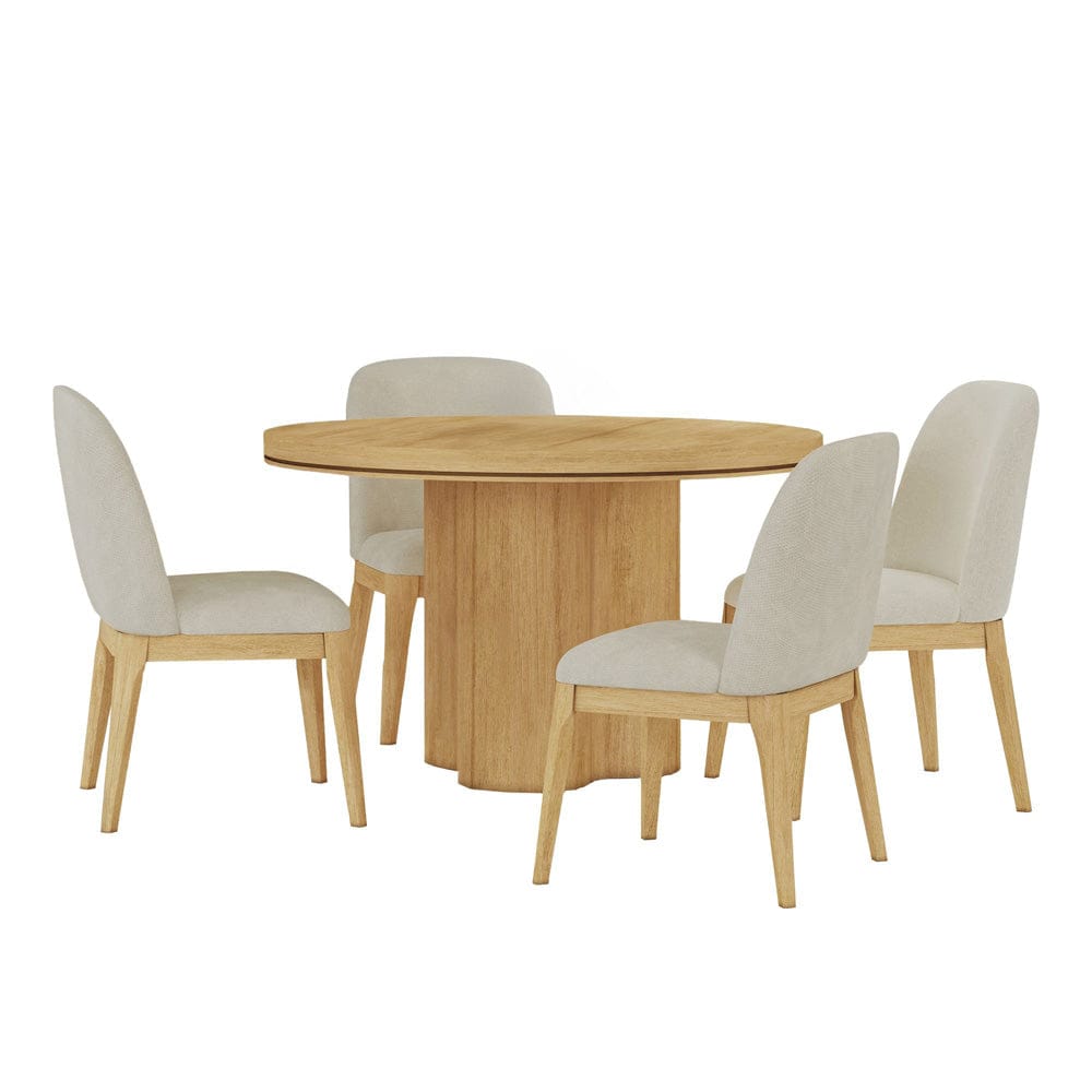 Picket House Furnishings -  Camelot 5PC Standard Height Dining Set in Natural-Round Table and Four Chairs - D-16860-6-RDT-5PC view 1