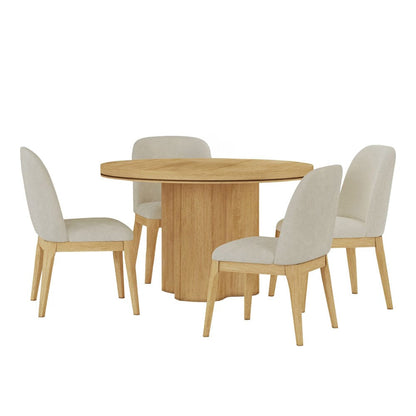Picket House Furnishings -  Camelot 5PC Standard Height Dining Set in Natural-Round Table and Four Chairs - D-16860-6-RDT-5PC view 1