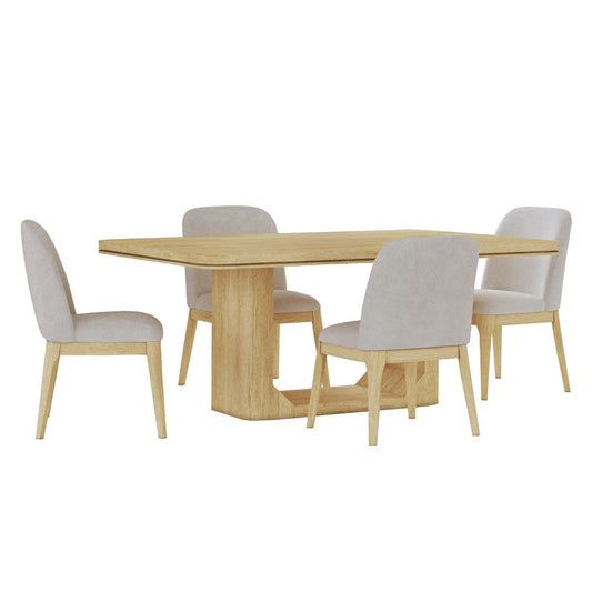 Picket House Furnishings -  Camelot 5PC Standard Height Dining Set in Natural-Table and Four Chairs - D-16860-6-DT-5PC view 1