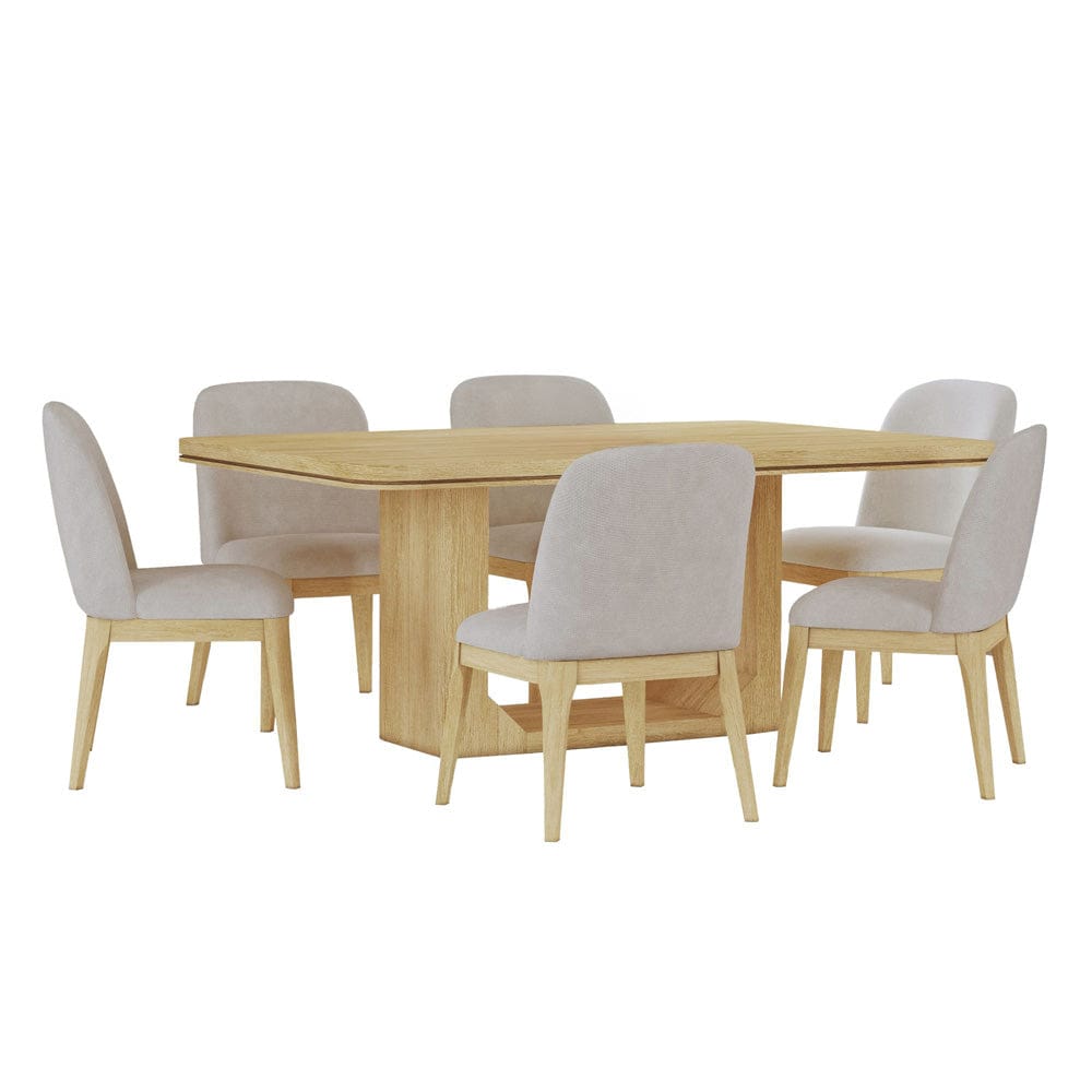 Picket House Furnishings -  Camelot 7PC Standard Height Dining Set in Natural-Table and Six Chairs - D-16860-6-DT-7PC view 1