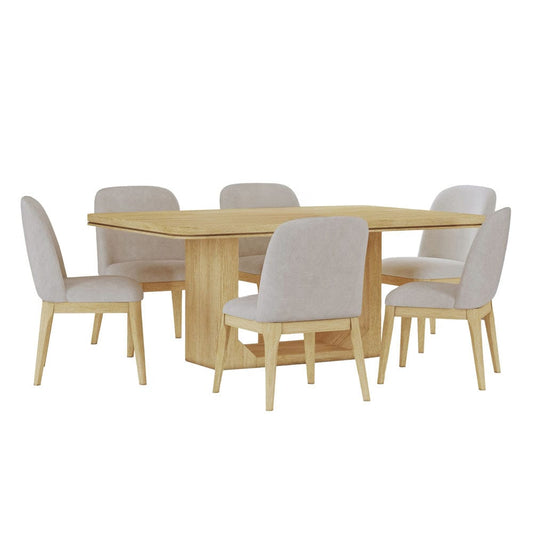 Picket House Furnishings -  Camelot 7PC Standard Height Dining Set in Natural-Table and Six Chairs - D-16860-6-DT-7PC view 1