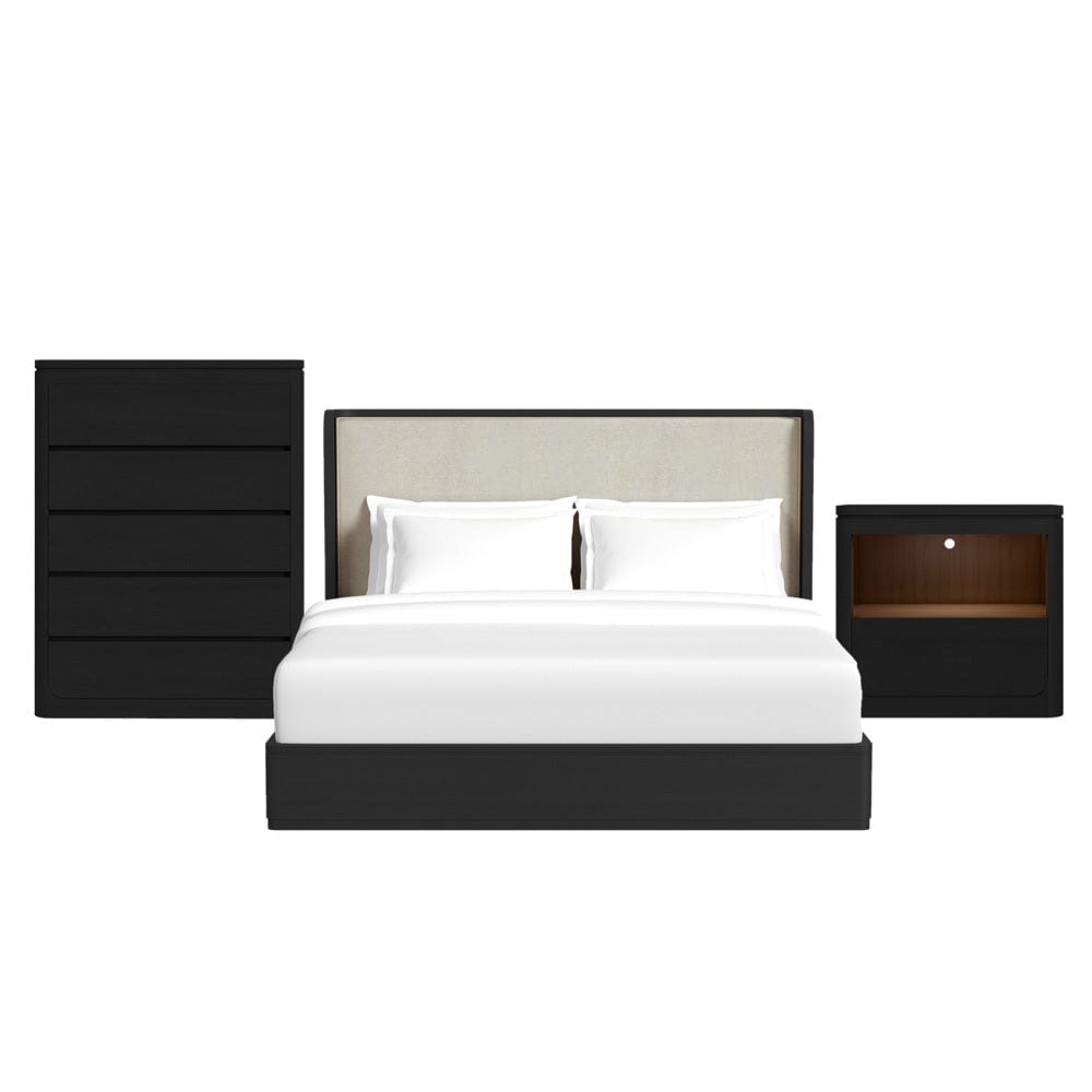 Picket House Furnishings -  Camelot King UPH 3PC Bedroom Set in Black - B-16860-8-KB-3PC view 1