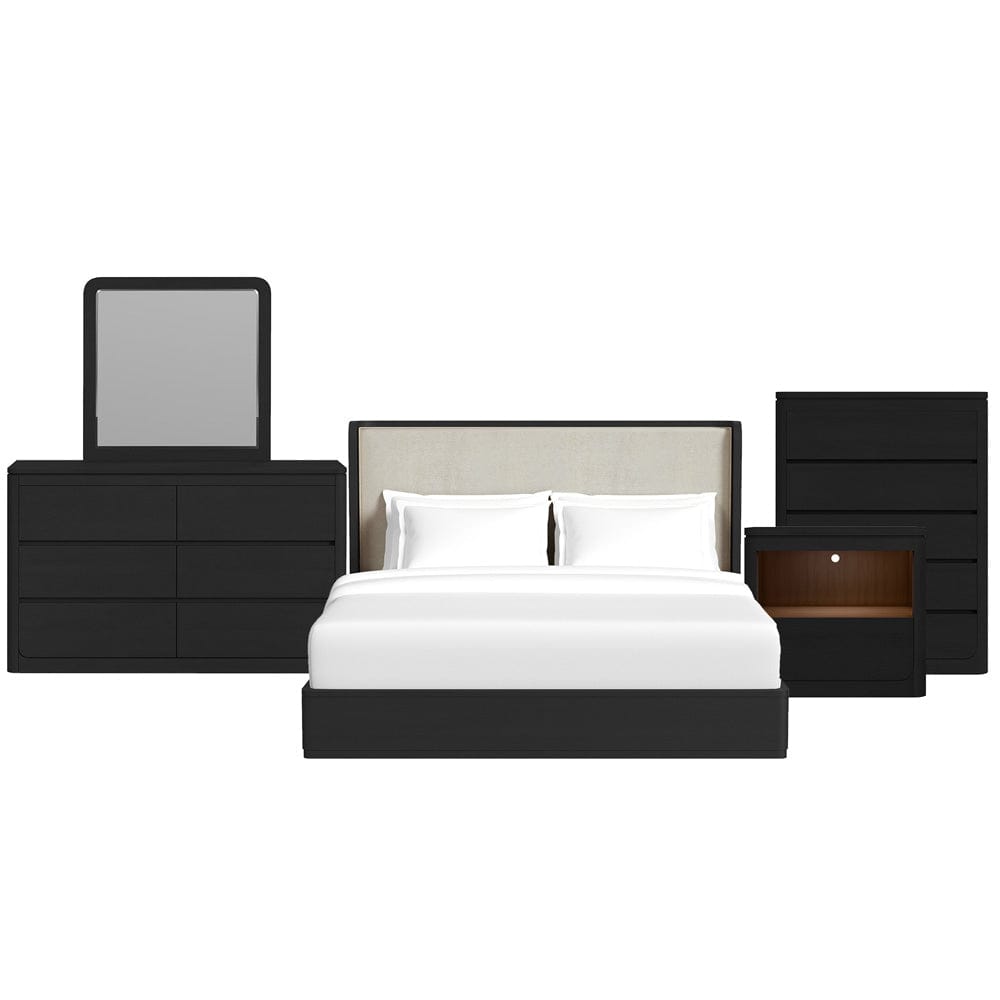 Picket House Furnishings -  Camelot King UPH 5PC Bedroom Set in Black - B-16860-8-KB-5PC view 1